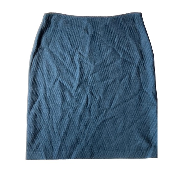 St. John Teal Blue Santana Knit Wool Blend Pencil Skirt Womens Size 8